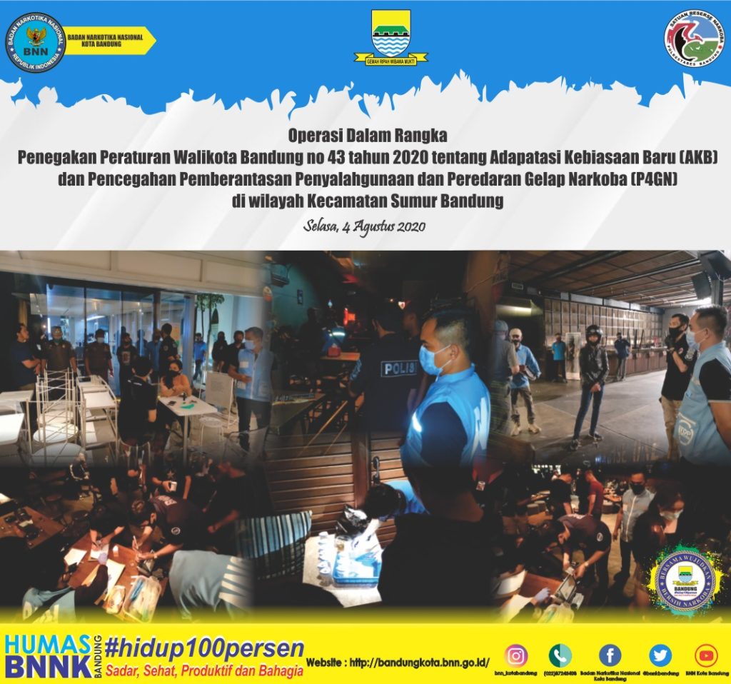Lawan Narkoba, BNN Kota Bandung Lakukan pengecekkan Cafe dan Tempat hiburan