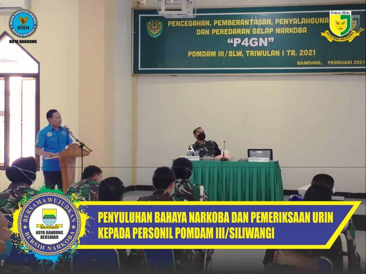 BNN Kota Bandung lakukan Pemeriksanaan Urine bagi Personil Pomdam III Siliwangi