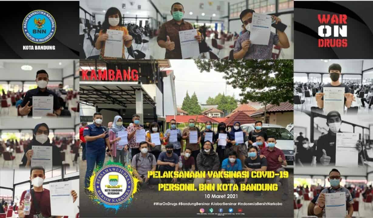 Vaksin covid-19 pertama kepada 20 Personil BNN Kota Bandung